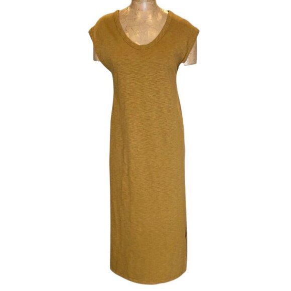 Universal Thread Casual Tee-Shirt Midi Dress Sz S Mustard Yellow/Brown #347H - Picture 2 of 9